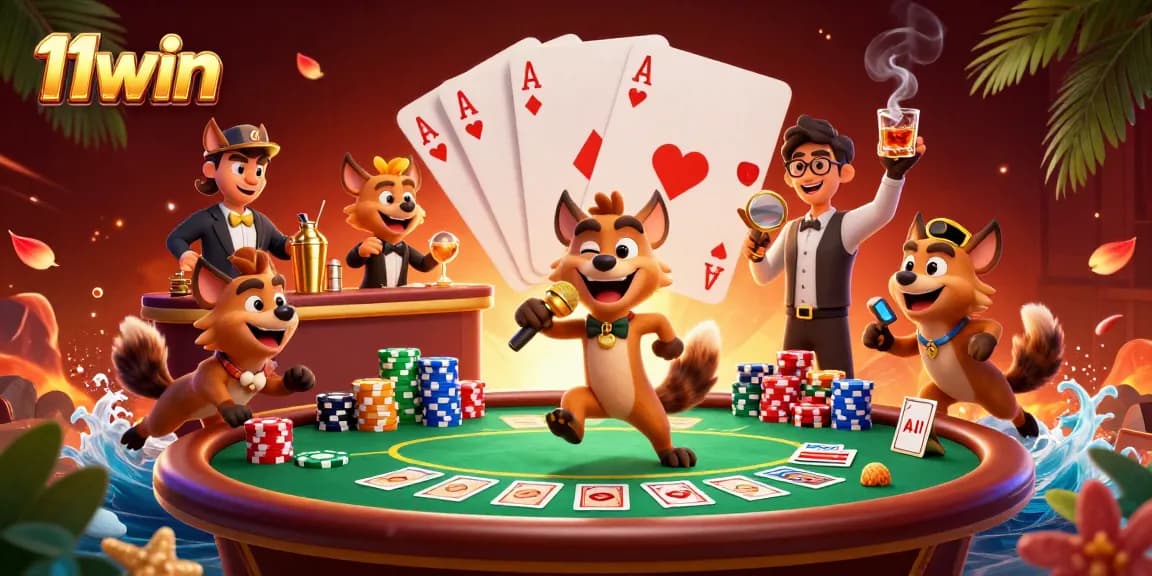 Engage with fun at 11win's comedy casino featuring hyenas in action.