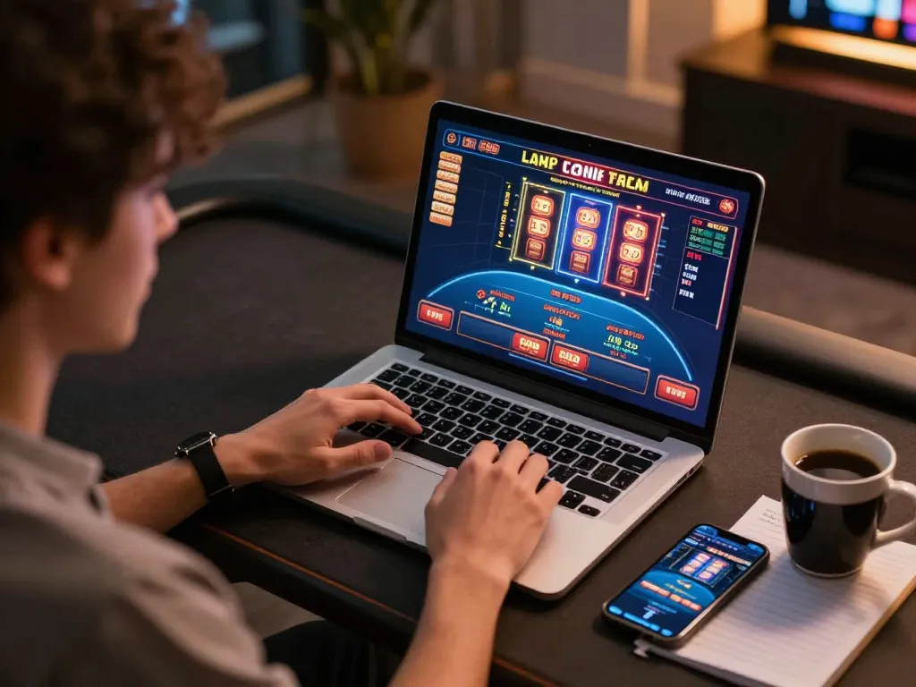 Player engaging with FA88 mobile app for online gambling, focusing on strategic gameplay and immersive experience.