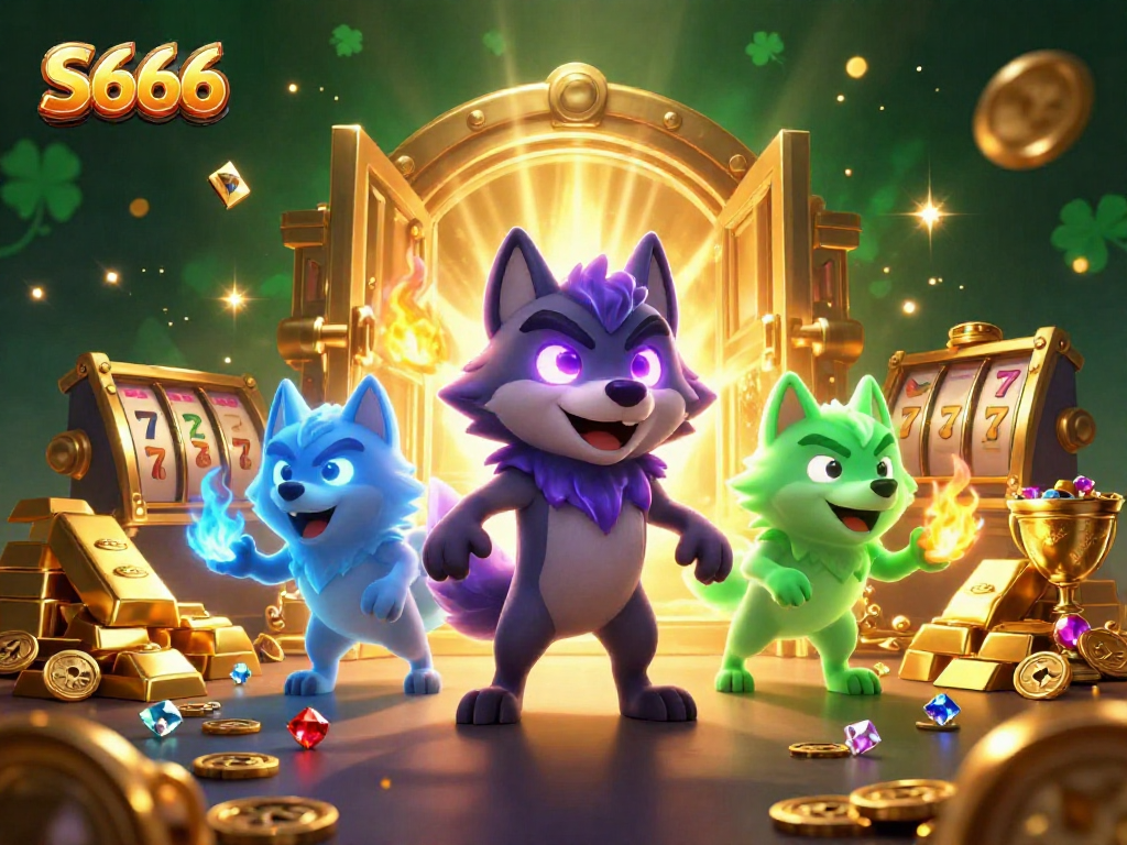 S666 captivates players with thrilling gameplay and vibrant slot action amidst treasures and ghostly wolves.