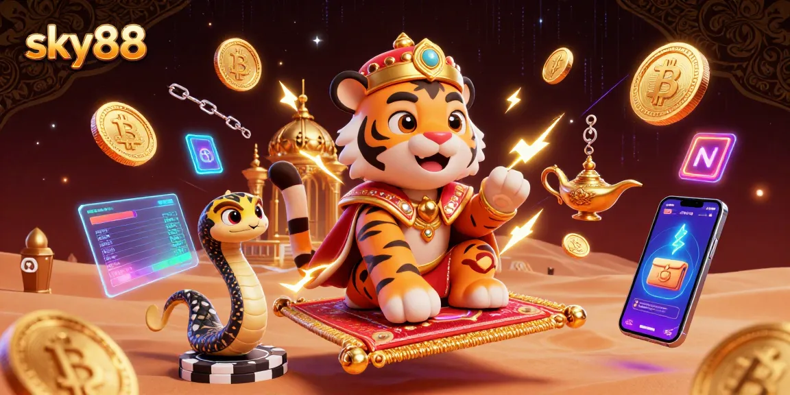 Engage in thrilling sky88 casino adventures with vibrant 3D characters and crypto elements.