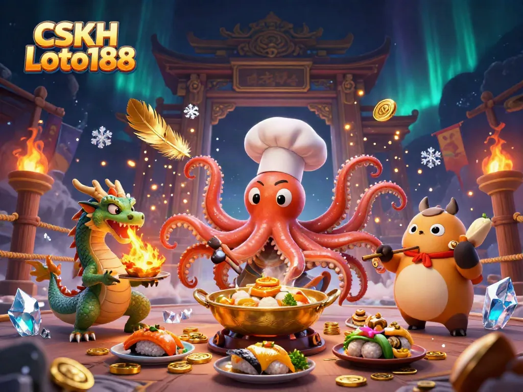Experience the excitement of CSKH Loto188 with vibrant 3D illustration showcasing dynamic casino elements.