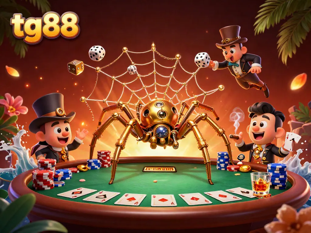 Experience thrilling casino play at tg88 with a steampunk spider capturing the excitement of gaming.