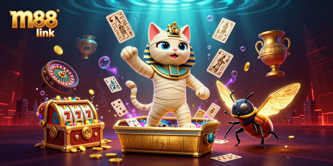 Experience thrilling gameplay at m88 link with a vibrant scene filled with casino elements and excitement.