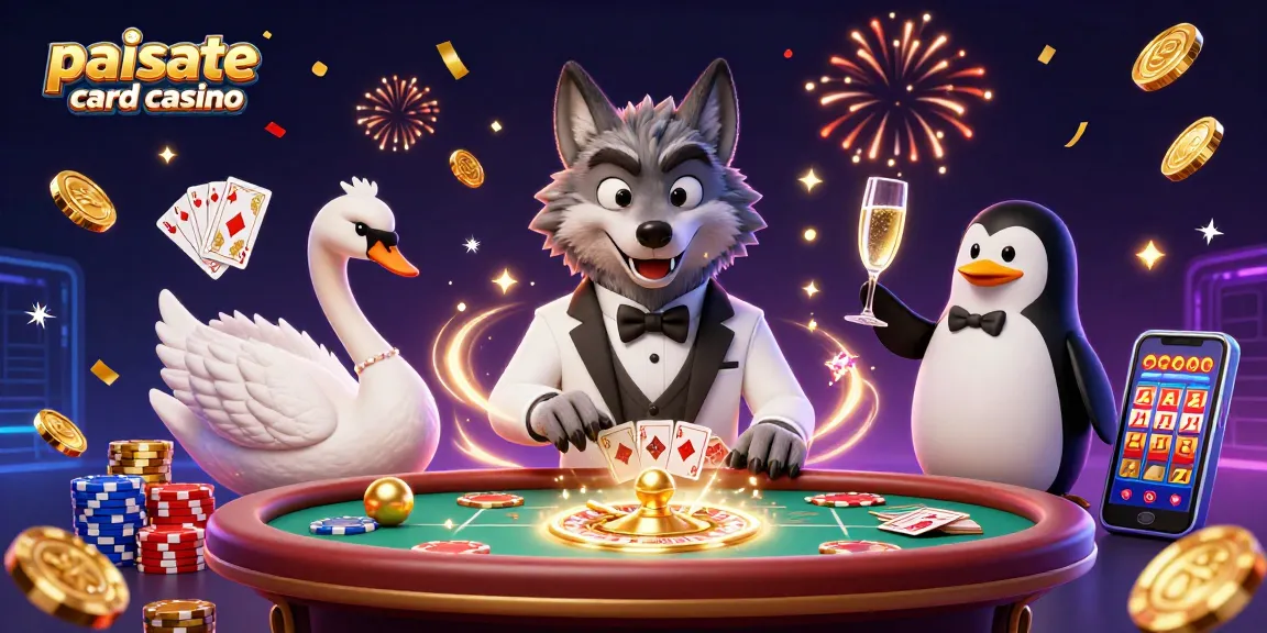 Erleben Sie aufregendes Gameplay im Paysafe Card Casino mit Charakteren zwischen schimmernden Münzen und Karten.