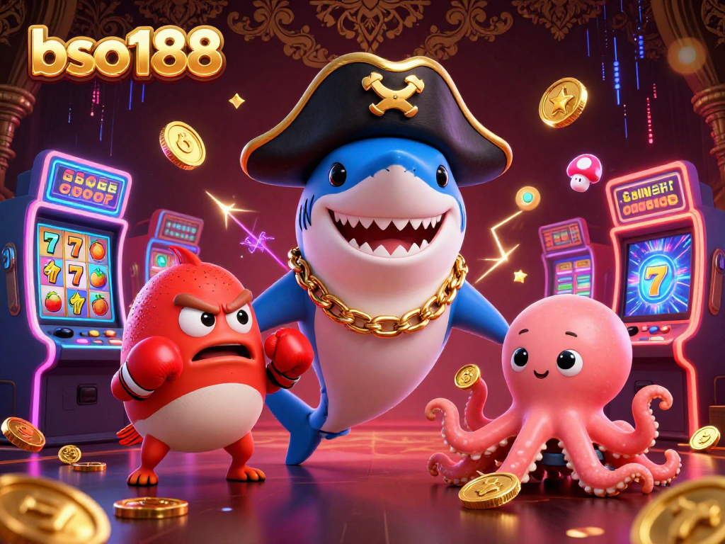 Join the fun at bso188 with this vibrant 3D illustration featuring characters from a casino game.
