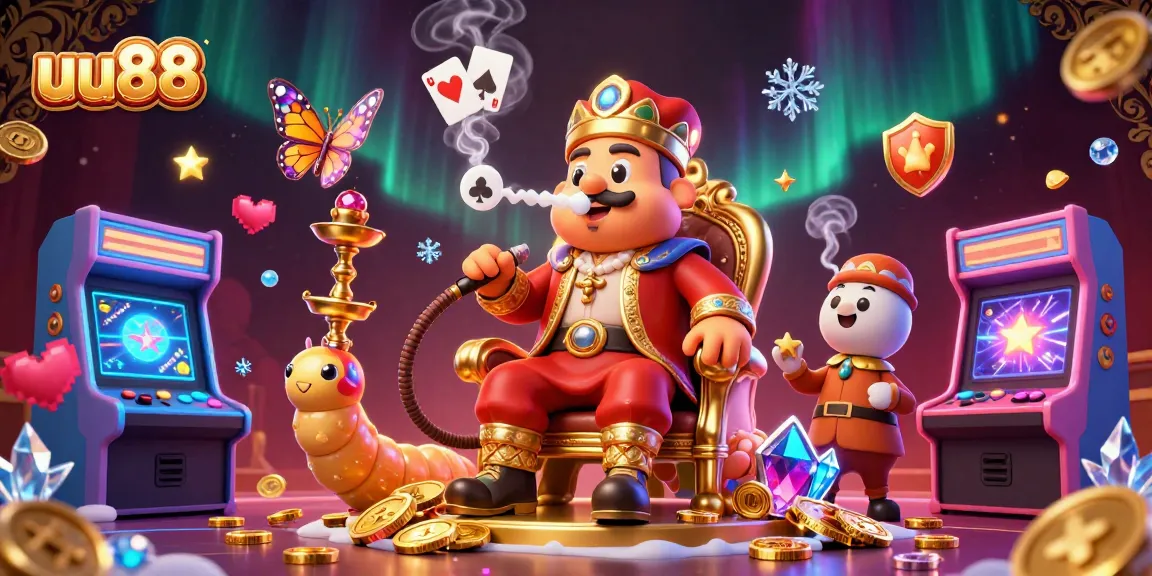 uu88 offers thrilling games, showcasing a vibrant online casino environment with elaborate elements.