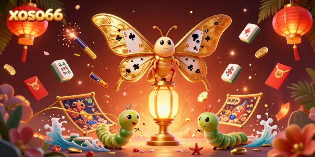 Engage in exciting gameplay with xoso66, featuring a rich 3D digital world of colorful koi fish, golden treasures, and lively casino scenes.