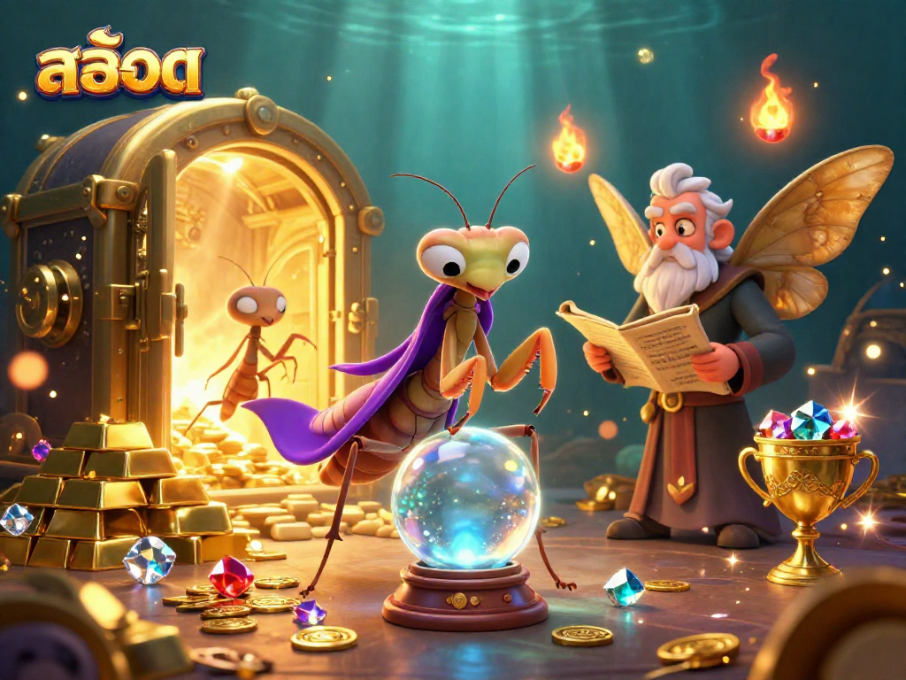 Play slots to win big with สล็อต at this vibrant casino-themed illustration featuring a fortune teller.