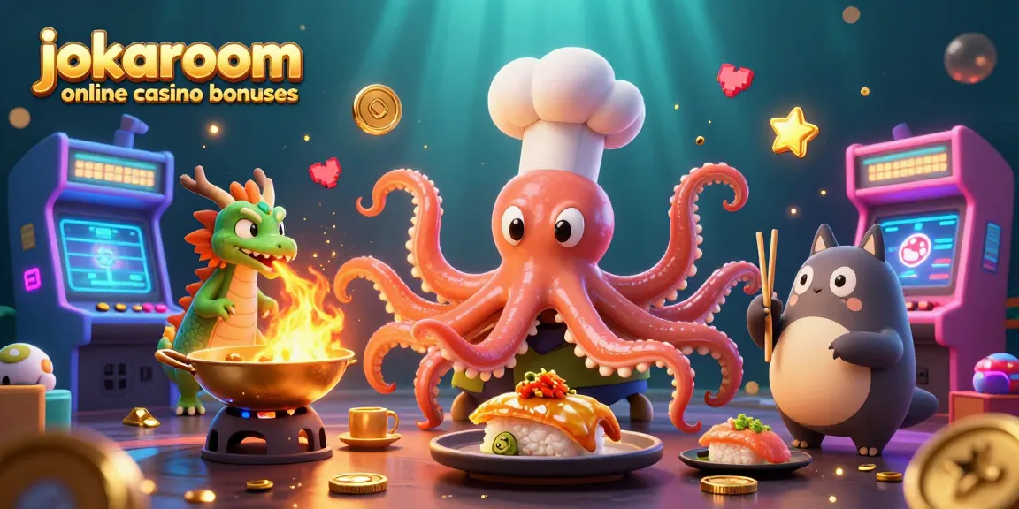 Experience the exciting jokaroom online casino bonuses with vibrant 3D characters and casino-themed elements.