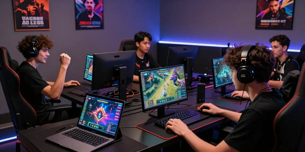 Engaging gaming atmosphere at https://88m.locker/, showcasing diverse players celebrating wins in a modern lounge.