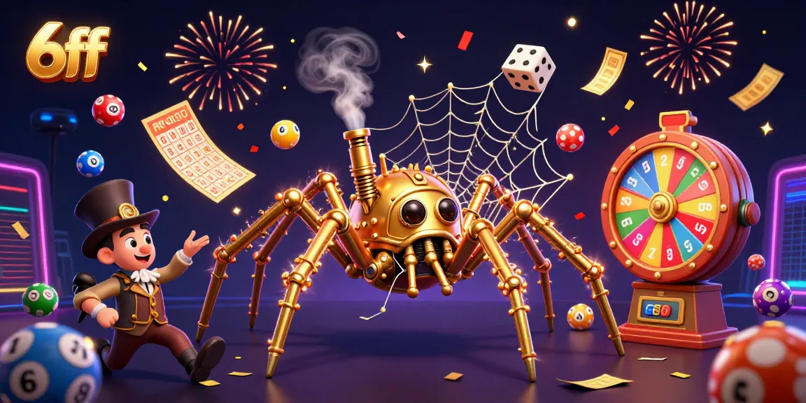 Engage in the excitement of the 6ff casino with a vibrant 3D illustration of games and luck.