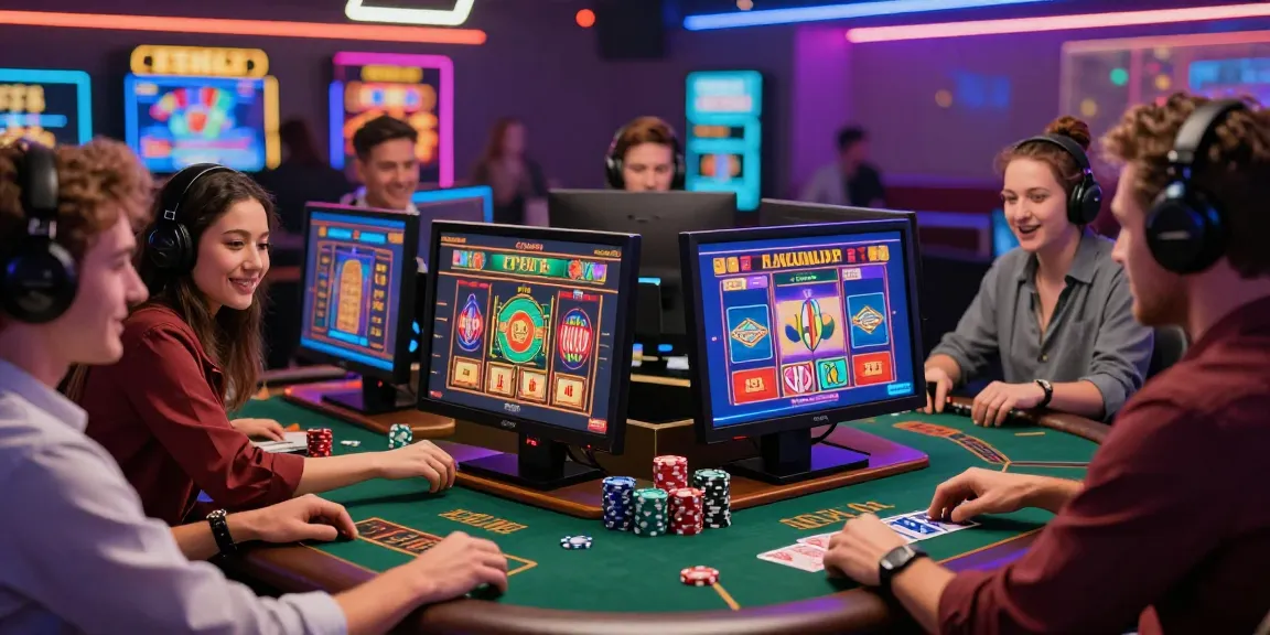 Folla che si diverte nei casinò online non AAMS su PC vivaci, giochi colorati in mostra