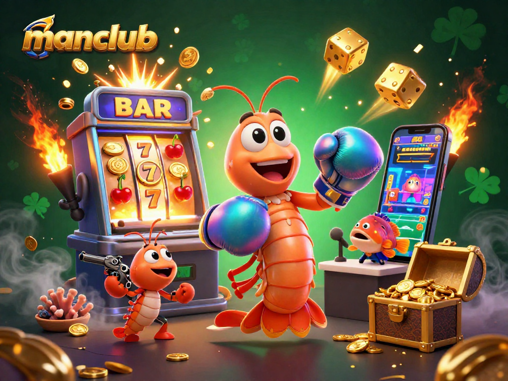 Engage in epic wins at manclub with a thrilling casino scene featuring unique underwater characters and exciting game elements.