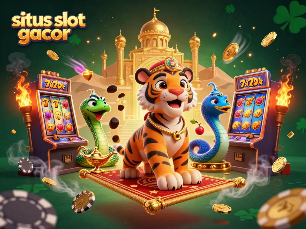 Experience the thrill of gaming with situs slot gacor, showcasing slot machines and vibrant symbols.