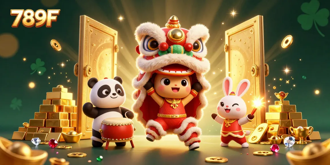 Experience the thrill of 789F with a vibrant 3D illustration capturing a festive casino atmosphere.