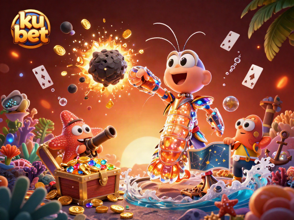 Experience thrilling wins with ku bet featuring a space samurai and treasures in a vibrant casino scene.