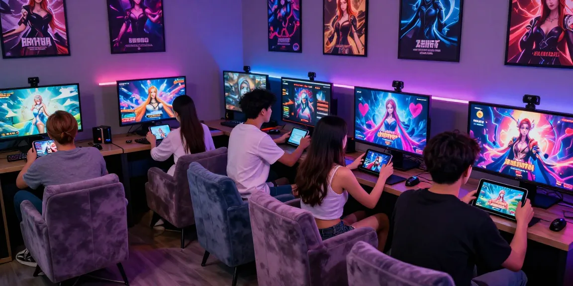 Engaging scene of players enjoying free hentai games in a modern gaming lounge, showcasing diverse characters and immersive visual storytelling.