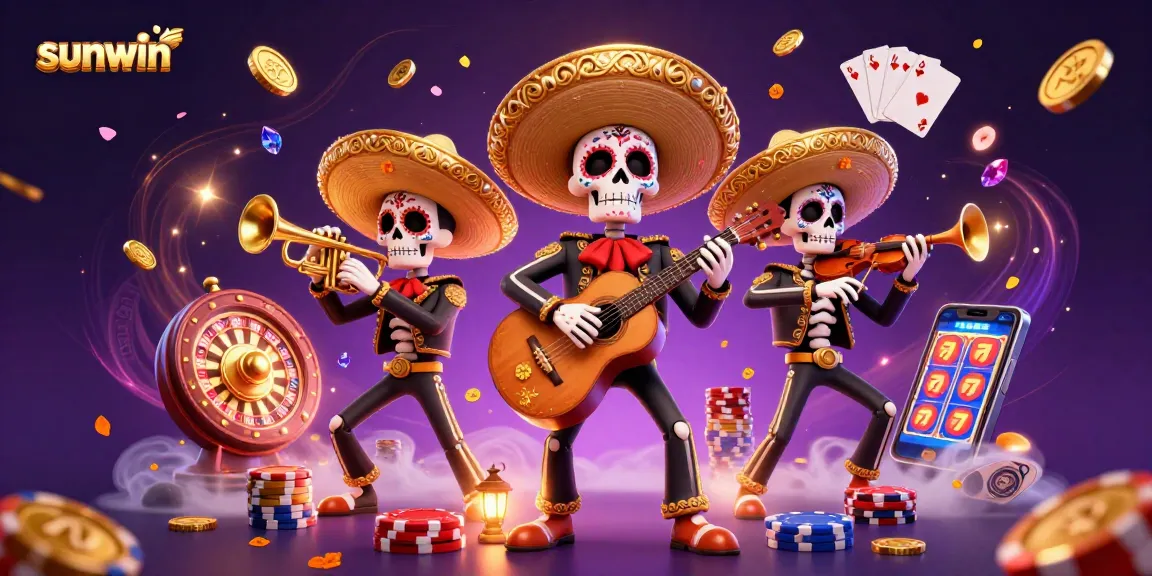 Experience sunwin fun with a vibrant mariachi band and dynamic casino elements