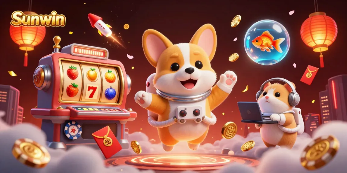Experience winning moments at Sunwin's casino with astronauts and festive elements.